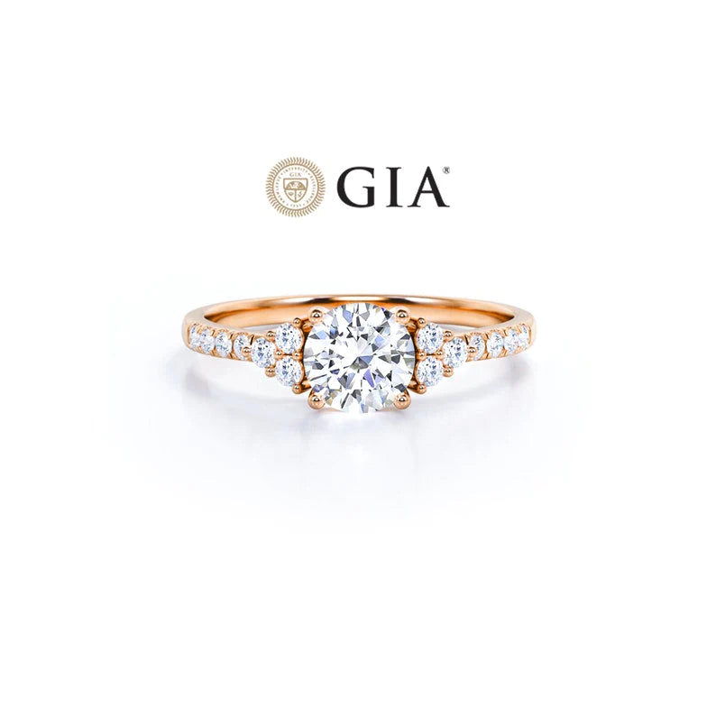 Anel Halo De Ouro Rose 18k e Diamantes Brilhantes 70pts
