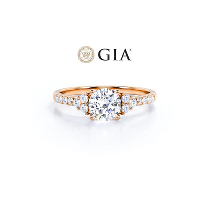 Anel Halo De Ouro Rose 18k e Diamantes Brilhantes 70pts