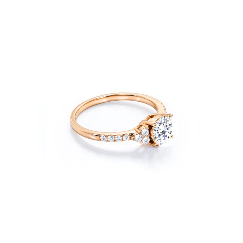 Anel Halo De Ouro Rose 18k e Diamantes Brilhantes 50pts