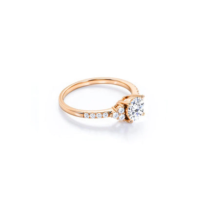 Anel Halo De Ouro Rose 18k e Diamantes Brilhantes 50pts