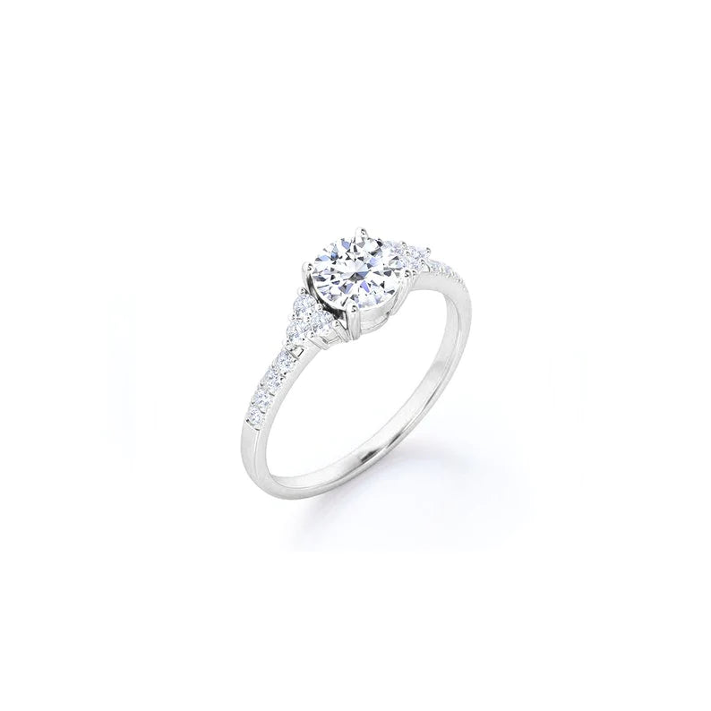 Anel Halo De Ouro Branco 18k e Diamantes Brilhantes 50pts