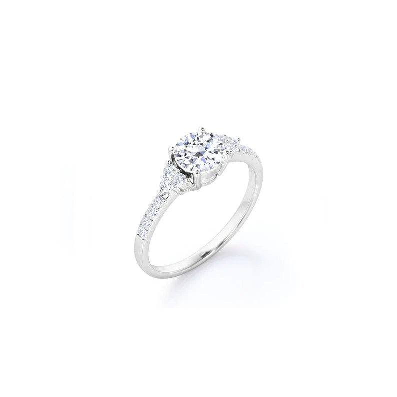 Anel Halo De Ouro Branco 18k e Diamantes Brilhantes 100pts