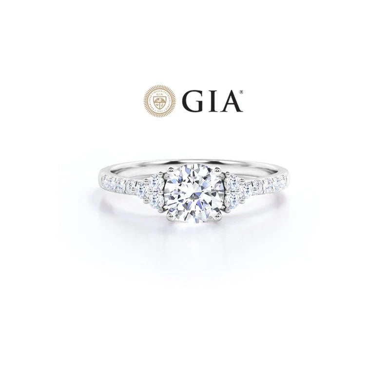 Anel Halo De Ouro Branco 18k e Diamantes Brilhantes 30pts