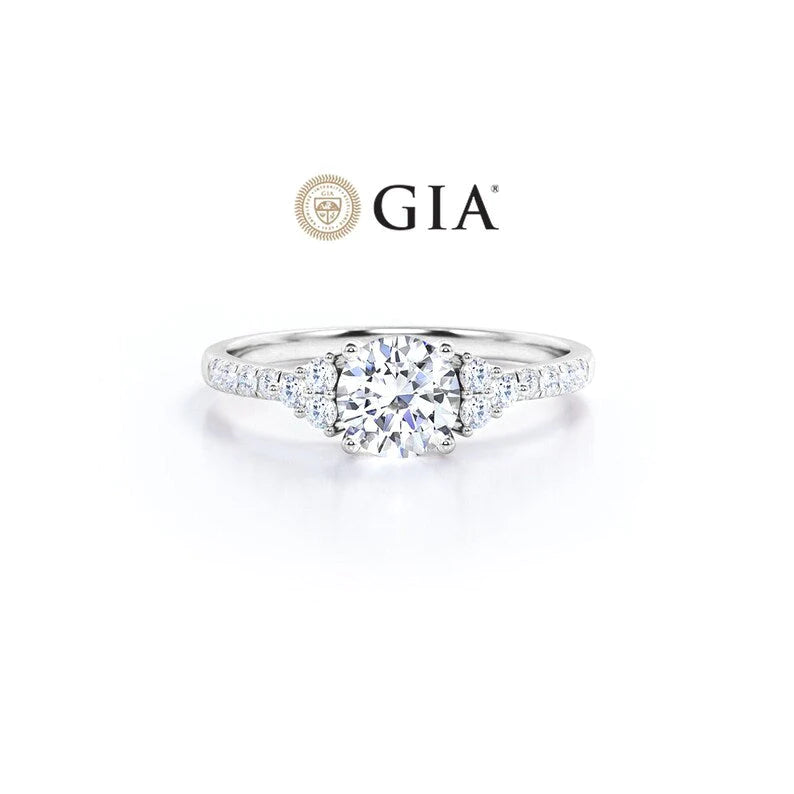 Anel Halo De Ouro Branco 18k e Diamantes Brilhantes 100pts