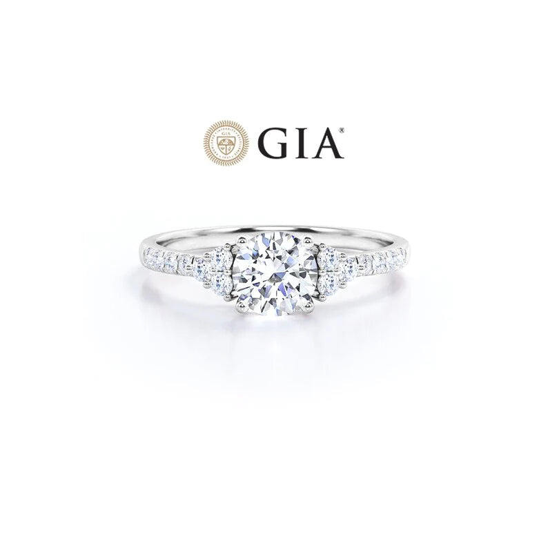Anel Halo De Ouro Branco 18k e Diamantes Brilhantes 50pts