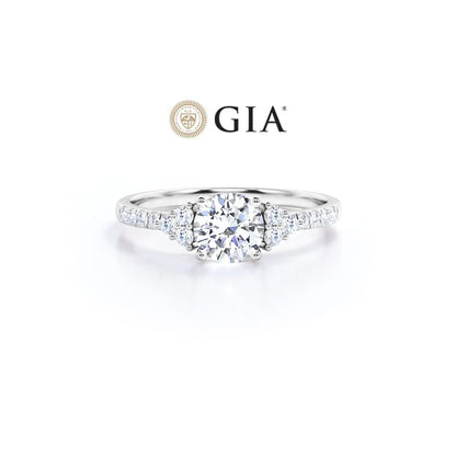 Anel Halo De Ouro Branco 18k e Diamantes Brilhantes 50pts
