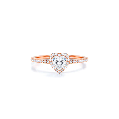Anel de Noivado Solitario De Diamante Ouro 18k Coração Luxo