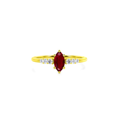 Anel De Noivado em Ouro 18k Solitario Rubi e Diamantes Brilhantes