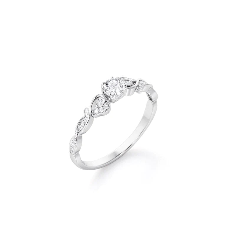 Anel de Noivado Solitario De Diamante Ouro 18k Floral Luxo