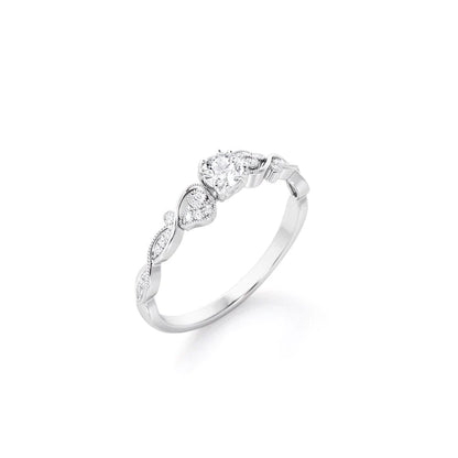 Anel de Noivado Solitario De Diamante Ouro 18k Floral Luxo