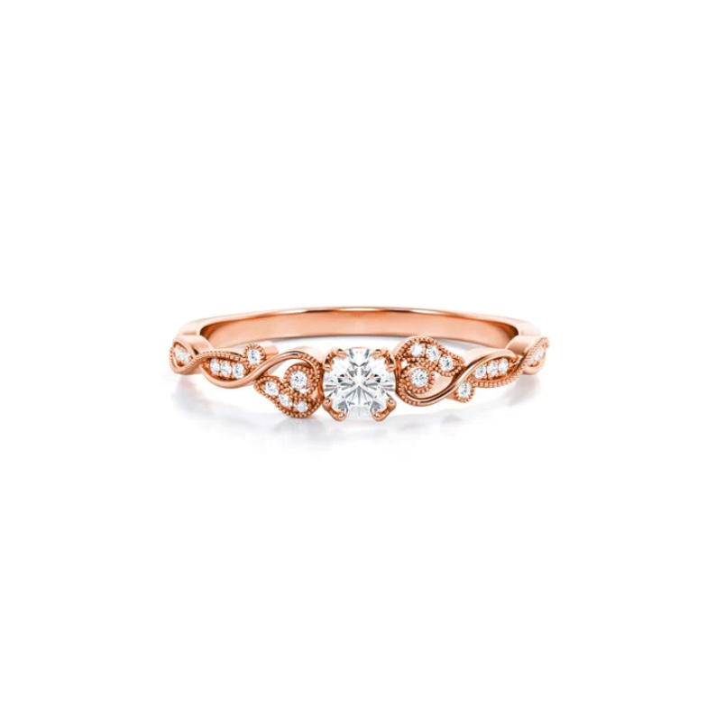 Anel de Noivado Solitario De Diamante Ouro 18k Floral Luxo