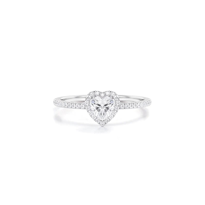 Anel de Noivado Solitario De Diamante Ouro 18k Coração Luxo