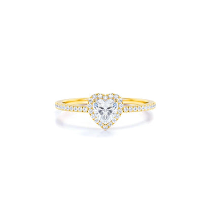 Anel de Noivado Solitario De Diamante Ouro 18k Coração Luxo