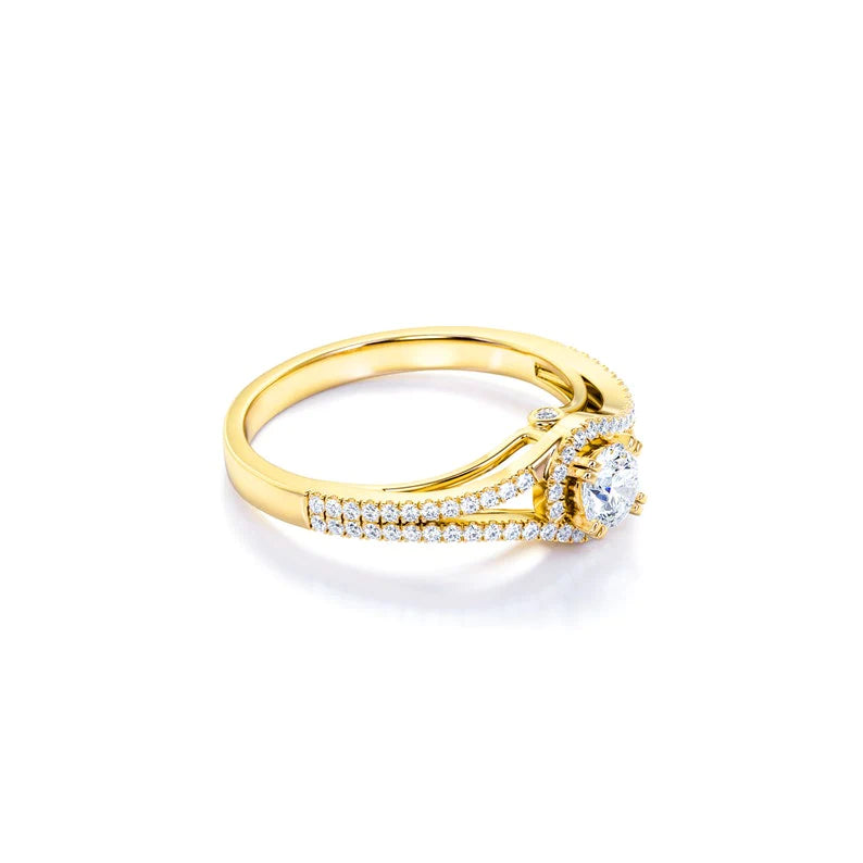 Anel de Noivado Solitario De Diamante Ouro 18k twisted