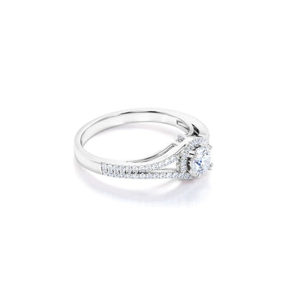 Anel de Noivado Solitario De Diamante Ouro 18k twisted