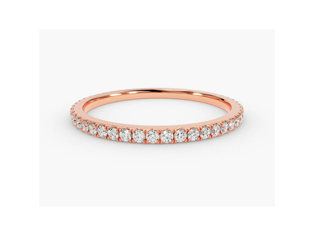 Anel de Ouro 18k Aparador Meia Aliança C/ Diamantes Brilhantes Carl