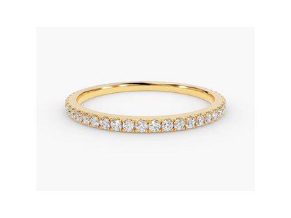 Anel de Ouro 18k Aparador Meia Aliança C/ Diamantes Brilhantes Carl