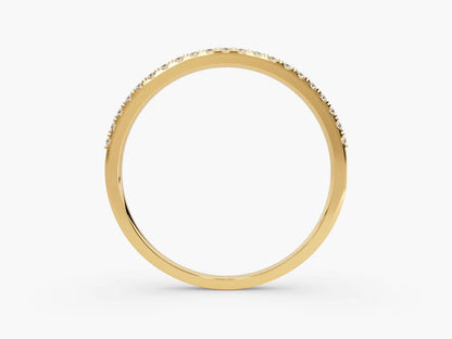 Anel de Ouro 18k Aparador Meia Aliança C/ Diamantes Brilhantes Isabela