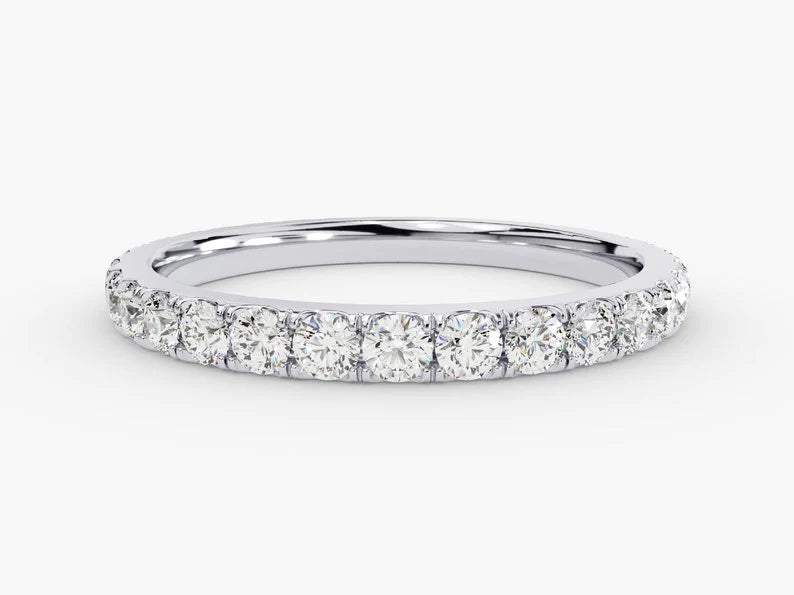 Anel de Ouro 18k Aparador Meia Aliança C/ Diamantes Brilhantes Sophia