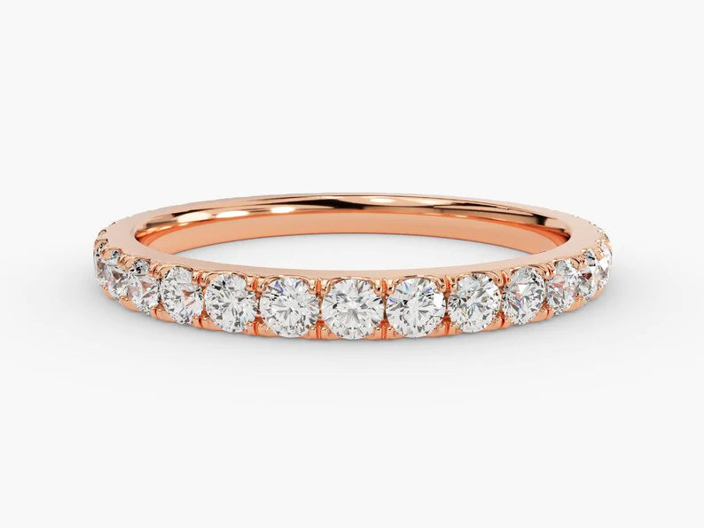 Anel de Ouro 18k Aparador Meia Aliança C/ Diamantes Brilhantes Sophia
