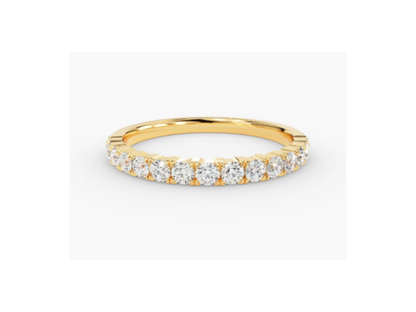 Anel de Ouro 18k Aparador Meia Aliança C/ Diamantes Brilhantes Leticia