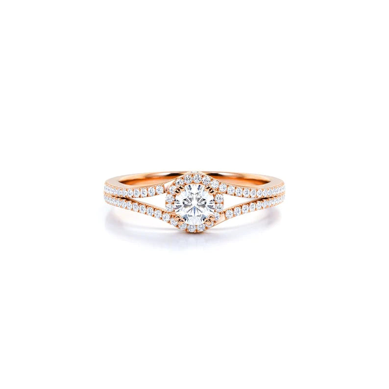 Anel de Noivado Solitario De Diamante Ouro 18k twisted