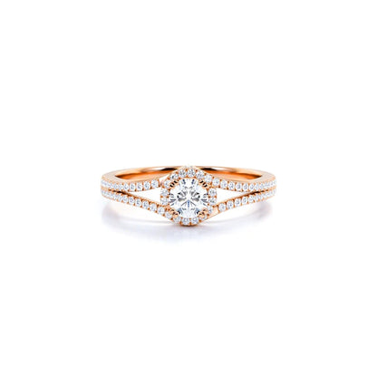 Anel de Noivado Solitario De Diamante Ouro 18k twisted
