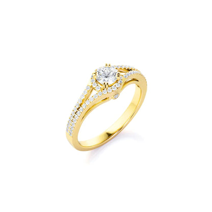 Anel de Noivado Solitario De Diamante Ouro 18k twisted