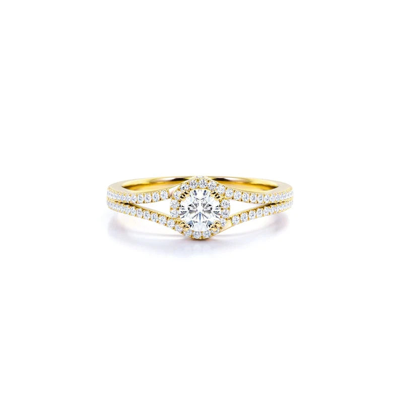Anel de Noivado Solitario De Diamante Ouro 18k twisted
