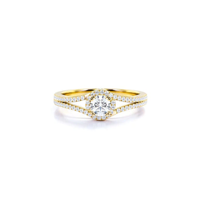Anel de Noivado Solitario De Diamante Ouro 18k twisted