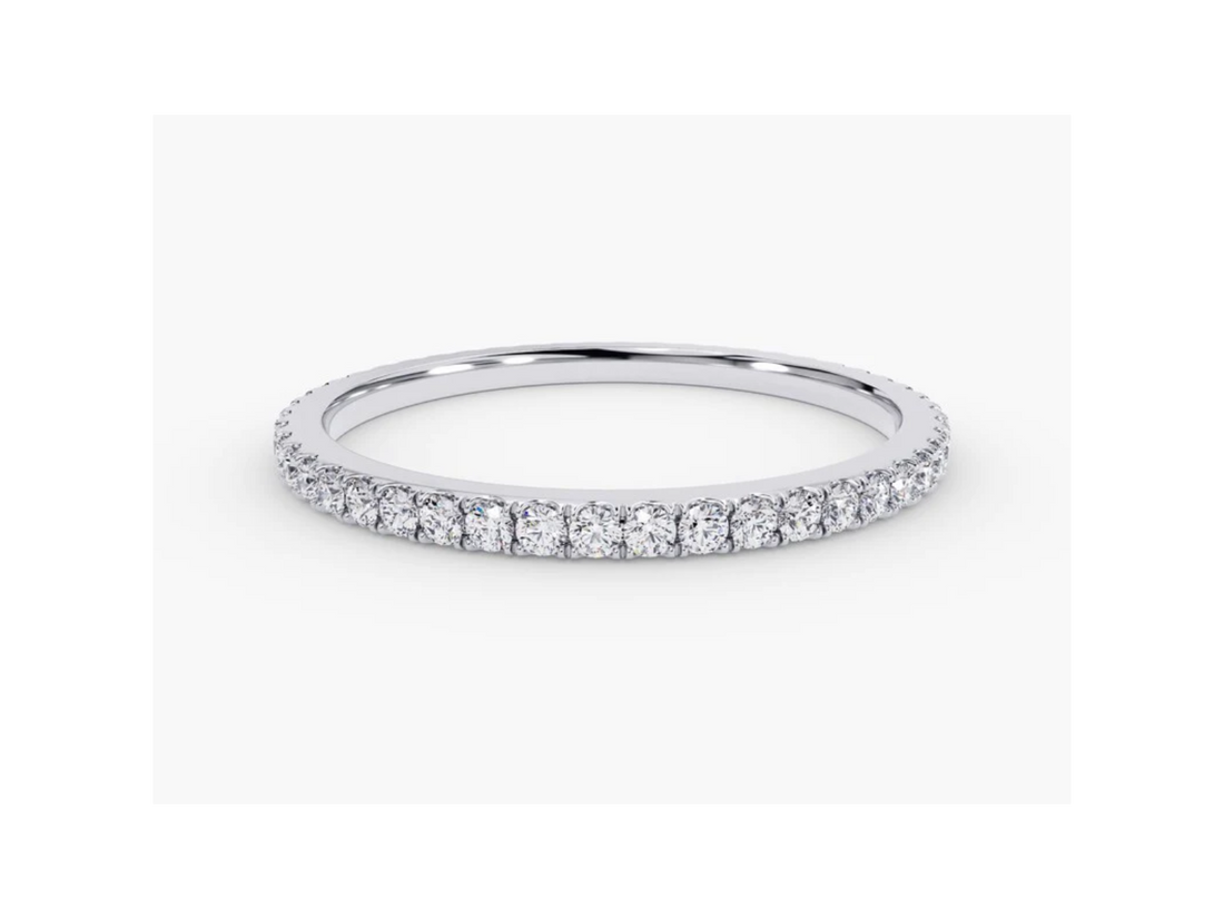 Anel de Ouro 18k Aparador Meia Aliança C/ Diamantes Brilhantes Carl