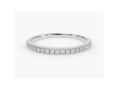 Anel de Ouro 18k Aparador Meia Aliança C/ Diamantes Brilhantes Carl