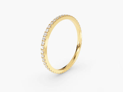 Anel de Ouro 18k Aparador Meia Aliança C/ Diamantes Brilhantes Carl