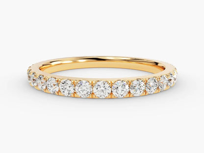 Anel de Ouro 18k Aparador Meia Aliança C/ Diamantes Brilhantes Sophia