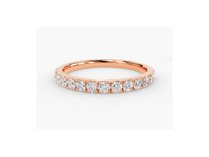 Anel de Ouro 18k Aparador Meia Aliança C/ Diamantes Brilhantes Arlo