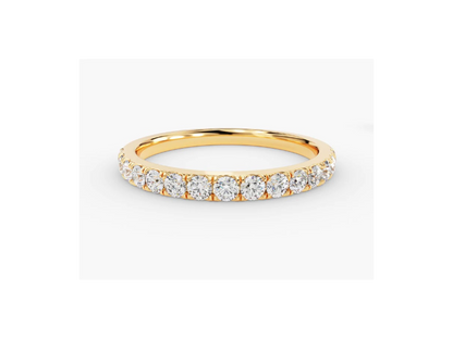 Anel de Ouro 18k Aparador Meia Aliança C/ Diamantes Brilhantes Arlo