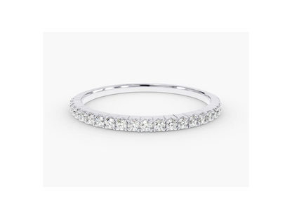 Anel de Ouro 18k Aparador Meia Aliança C/ Diamantes Brilhantes Joana