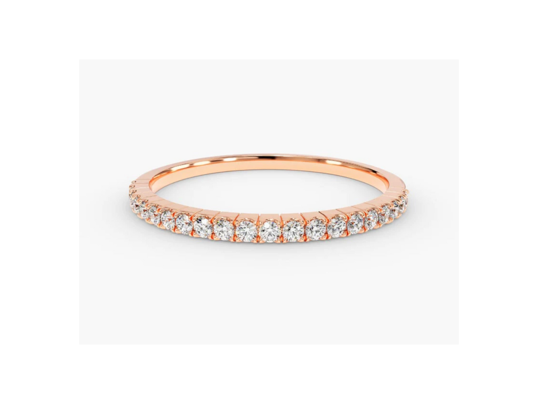 Anel de Ouro 18k Aparador Meia Aliança C/ Diamantes Brilhantes Joana