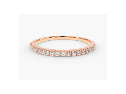 Anel de Ouro 18k Aparador Meia Aliança C/ Diamantes Brilhantes Joana