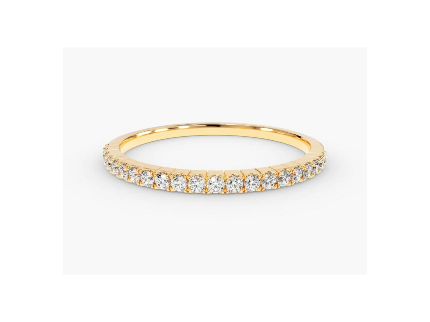 Anel de Ouro 18k Aparador Meia Aliança C/ Diamantes Brilhantes Joana