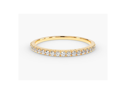 Anel de Ouro 18k Aparador Meia Aliança C/ Diamantes Brilhantes Joana