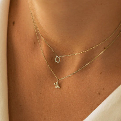 Colar Corrente Inicial Feminino em Ouro Branco 18k c/ Diamante