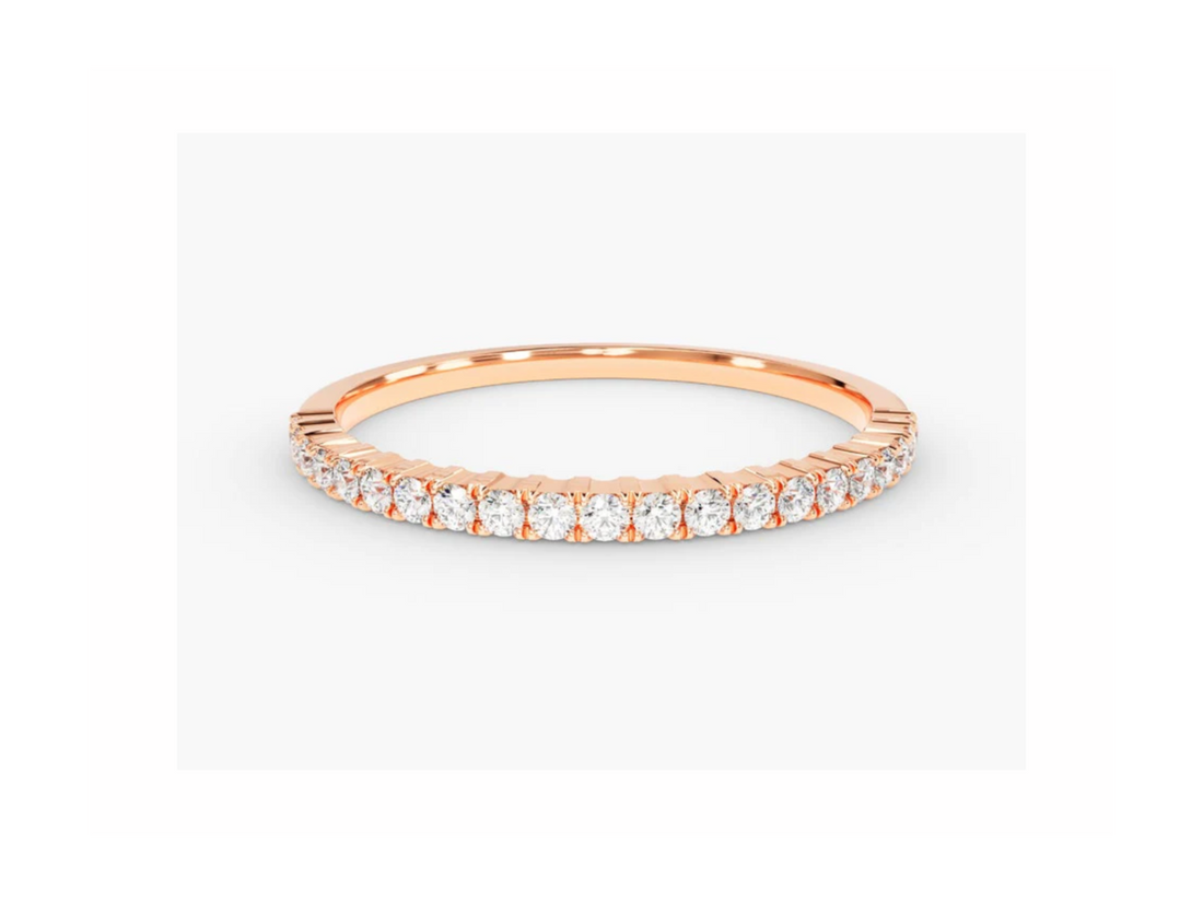 Anel de Ouro 18k Aparador Meia Aliança C/ Diamantes Brilhantes Half