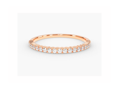 Anel de Ouro 18k Aparador Meia Aliança C/ Diamantes Brilhantes Half