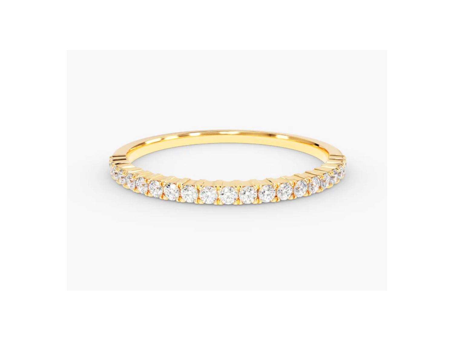Anel de Ouro 18k Aparador Meia Aliança C/ Diamantes Brilhantes Half
