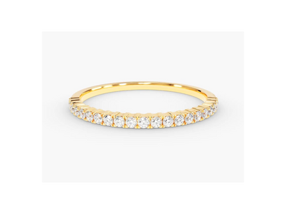 Anel de Ouro 18k Aparador Meia Aliança C/ Diamantes Brilhantes Half