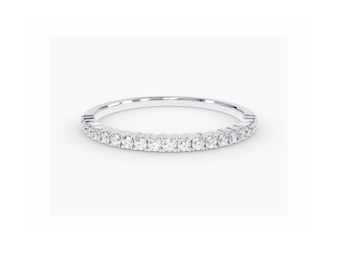 Anel de Ouro 18k Aparador Meia Aliança C/ Diamantes Brilhantes Half