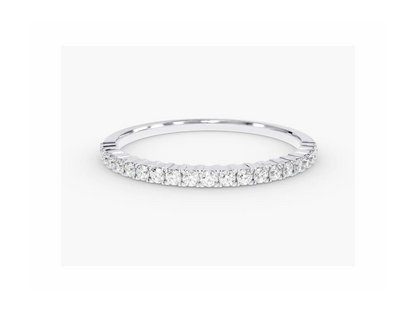 Anel de Ouro 18k Aparador Meia Aliança C/ Diamantes Brilhantes Half
