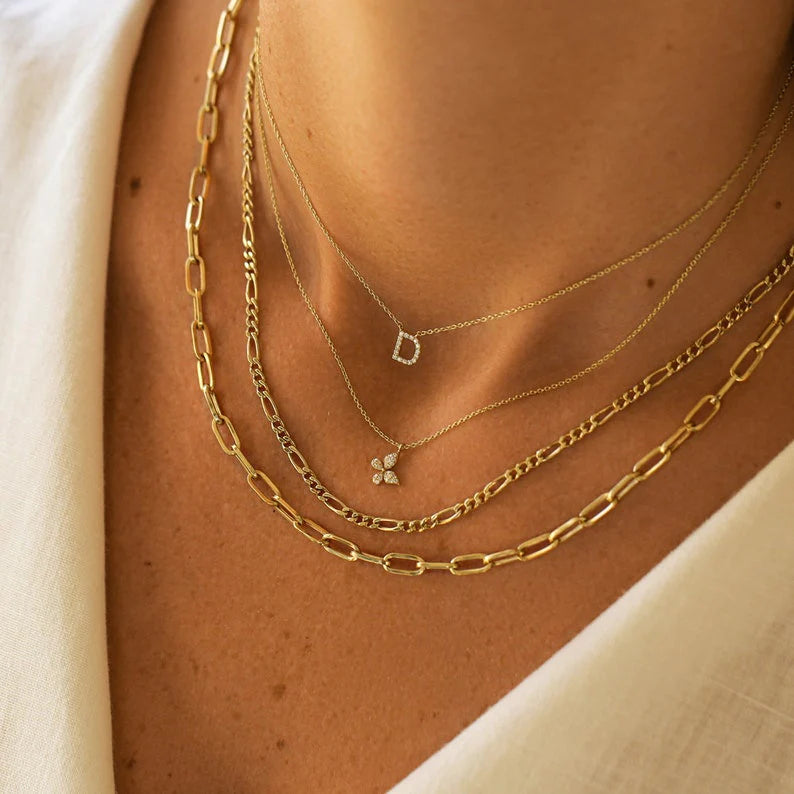 Colar Corrente Inicial Feminino em Ouro Branco 18k c/ Diamante