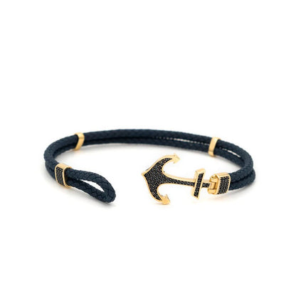 Pulseira masculina  couro legítimo e ouro 18k diamantes luxo